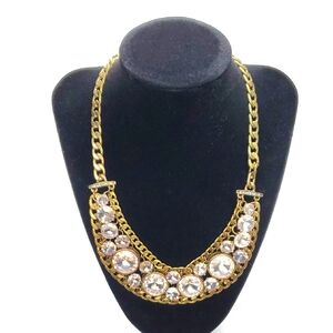 Fossil Brass Tone Curb Chain Necklace with Rivoli Crystal Accents 18